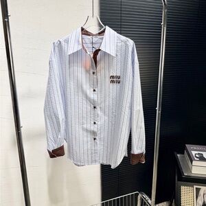 MIU MIU light blue striped long-sleeved shirt